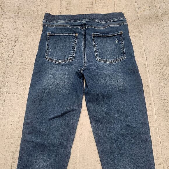 Spanx Distressed Ankle Skinny Jeans Women's M High Rise Stretch‎ Denim Raw Hem - Picture 6 of 12